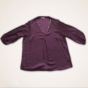 Work Blouse w/ Statement Neckline